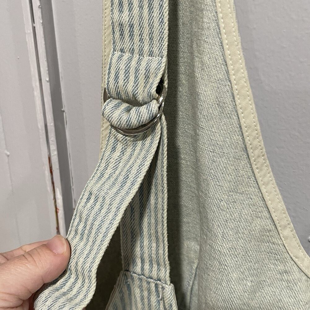 Lovelo Womens Oversized Denim Overalls Shortalls Size Large Striped Indie - Picture 5 of 7